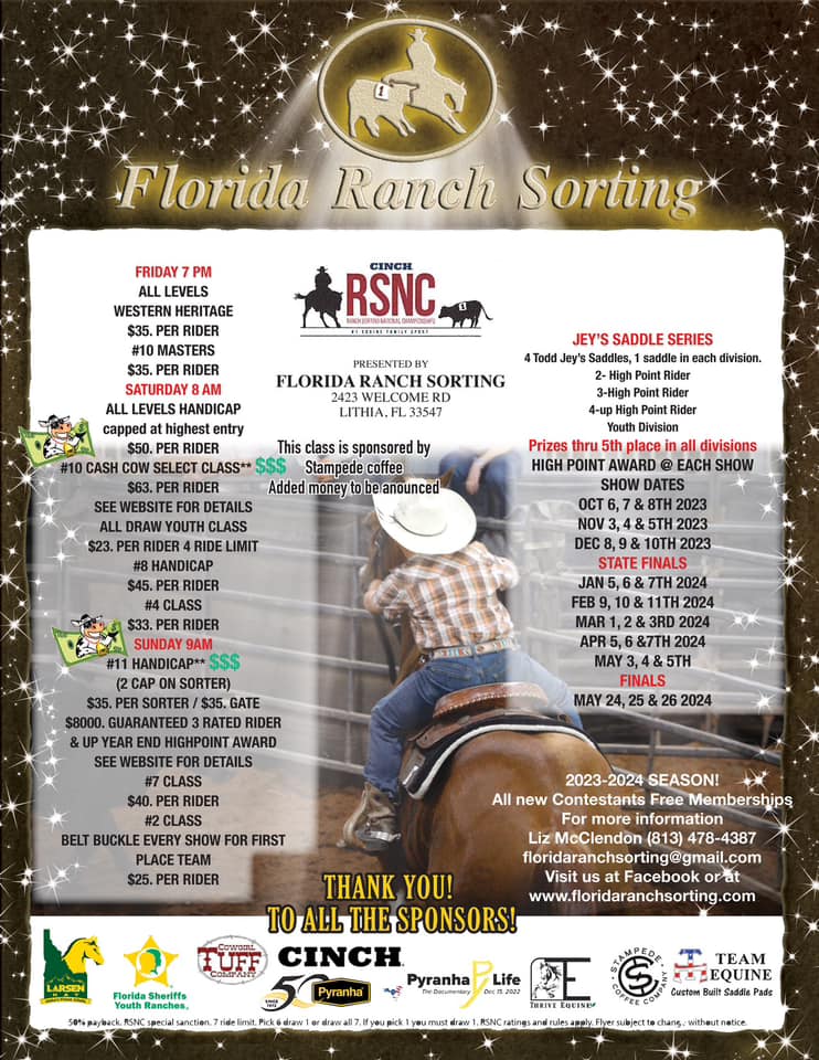 Florida Ranch Sorting: State Finals May 3rd, 4th, & 5th 2024